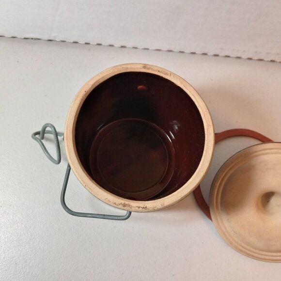 Vintage Small Brown Crock with lid Butter/Cheese Cottagecore Grandmacore - Picture 5 of 9